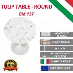 137 cm round Tulip table - Arabescato marble