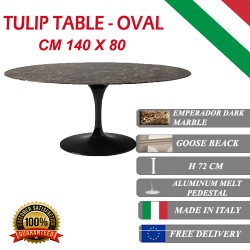 140 x 80 cm Tavolo Tulip Marmo  Emperador ovale