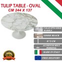 244 x 137 cm oval Tulip table - Gold Calacatta marble