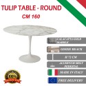 160 cm round Tulip table - Gold Calacatta marble