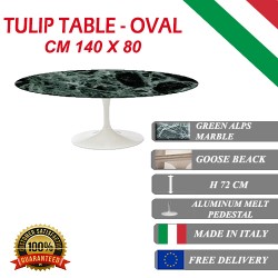 140 x 80 cm Tavolo Tulip Marmo Verde Alpi ovale