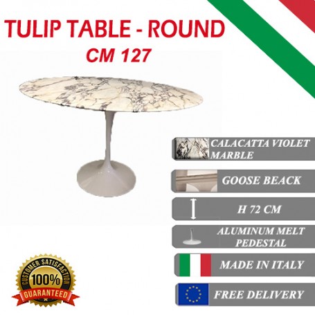 127 cm Tavolo Tulip Marbre Calacatta pourpre ronde