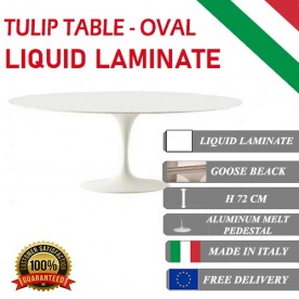 140 x 80 cm Tavolo Tulip Laminato Liquido ovale