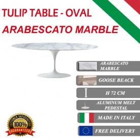 Tulip tafel Arabescato marmer ovaal