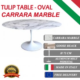 Mesa Tulip Màrmol Carrara ovalada