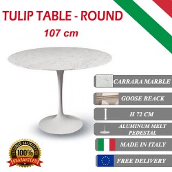 107 cm Tavolo Tulip Marmo Carrara rotondo