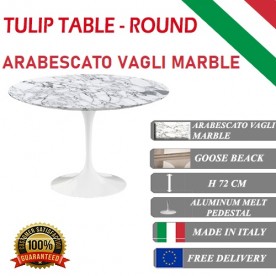 Tulip tafel Arabescato Vagli marmer rond