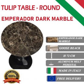 Round Tulip table - Emperador Dark marble