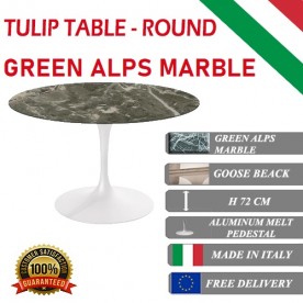 Round Tulip table - Green Alps marble