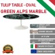 Oval Tulip table - Green Alps marble