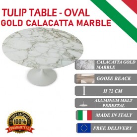 Tavolo Tulip Marmo Calacatta oro ovale