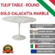Round Tulip table - Gold Calacatta marble