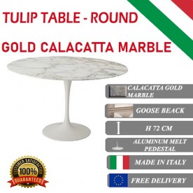 Table Tulip Marbre Calacatta or ronde