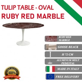 Tavolo Tulip Marmo rosso ovale