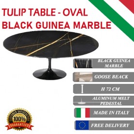 Table Tulip Marbre Noire Guinée ovale