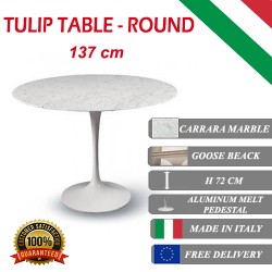 137 cm Table Tulip Marbre Carrara ronde