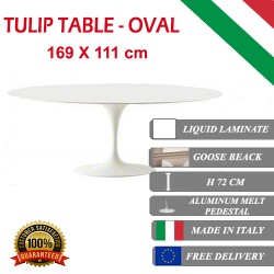 169 x 111 cm Tavolo Tulip Laminato Liquido ovale
