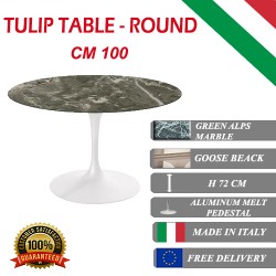 100 cm Tavolo Tulip Marmo Verde Alpi rotondo